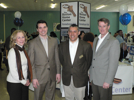 At Homebuyer Fair, DND Director Evelyn Friedman, Greater Boston Real Estate Board officials and Bill Cotter 